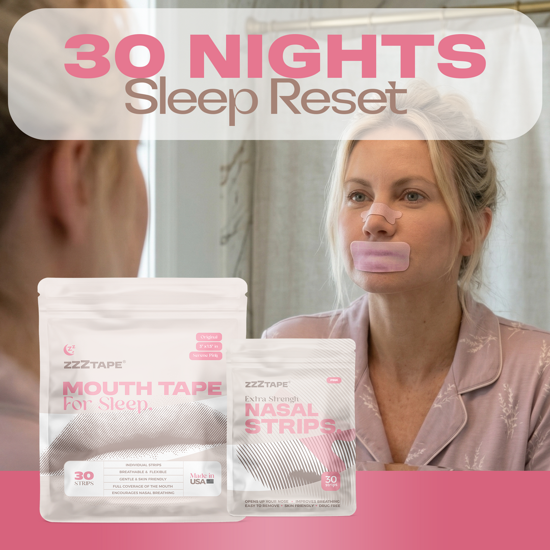 30-Night Sleep Reset – Mouth Tape for Sleep &amp; Nasal Strips Starter Setup